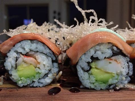 Salmon Prawn And Avocado Sushi
