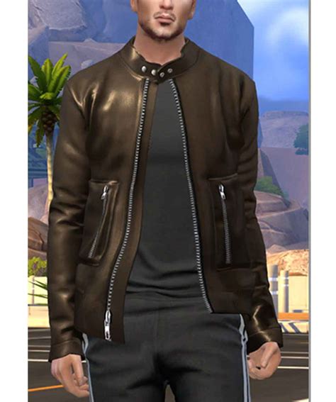 Men Brown Vintage Sims 4 Leather Jacket