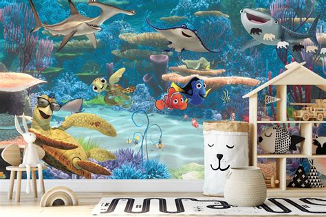 3d sea shark wall stickers kids room finding nemo home decoration diy cartoon living room animals decals mural art poster toilet. Finding Nemo Wall Mural, Nemo and Dory Wall Mural, Simba ...