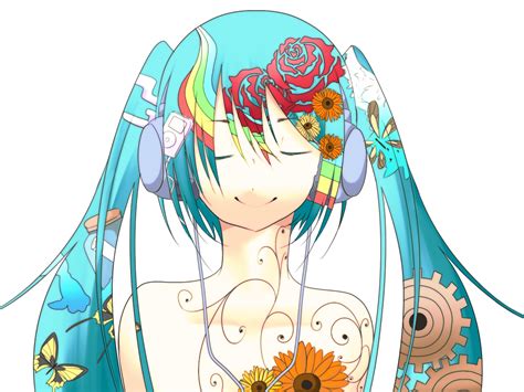 Hatsunemiku Headphones Twintails Vocaloid White Rkonachan