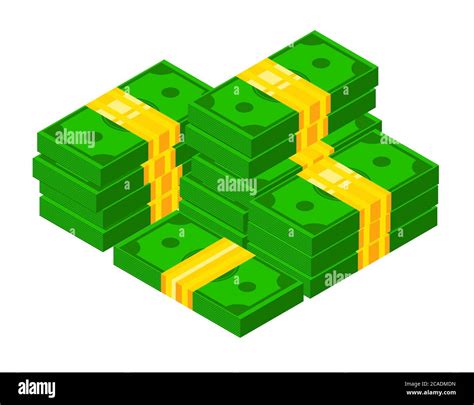 3d Pile Of Cash Isometric Dollar Banknote Icon Stacked Dollar Bundle