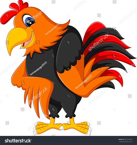 Cute Rooster Cartoon Presenting Stock Vector Royalty Free 375272863