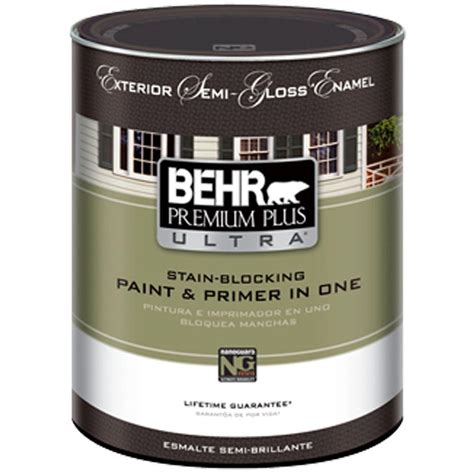 Behr Premium Plus Ultra 1 Qt White Semi Gloss Enamel Exterior Paint