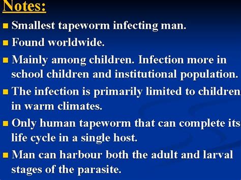 Adult Tapeworm Infections Hymenolepiasis Is Caused By Two