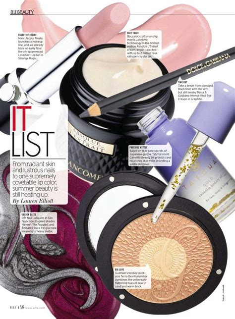 Elle Magazine Beauty Editorial Page Products Still Life Shots