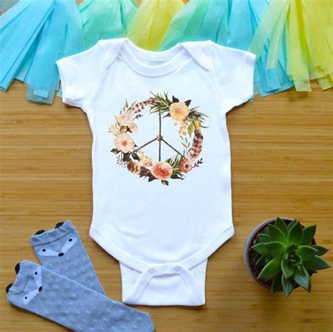 Hippie Baby Shower T For Girl Boho Clothes Peace Sign