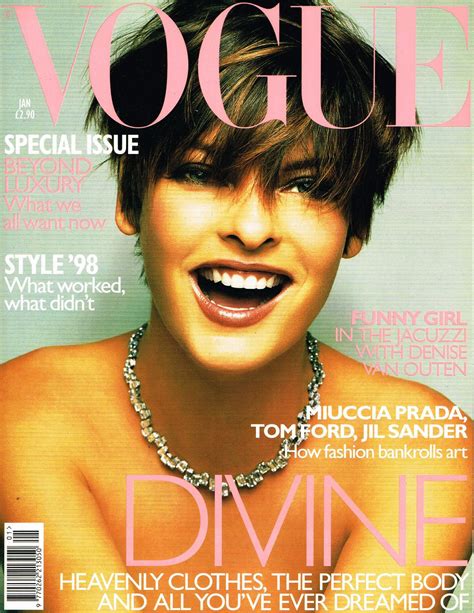 Linda Evangelista Vogue Uk January 1999 Vogue Magazine Covers Vogue Covers Linda Evangelista