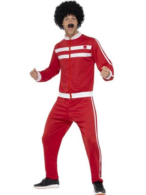 Red Scouser Mens Soccer Tracksuit Liverpool Chav Costume For Men