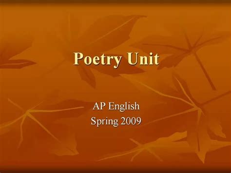 Ppt Poetry Unit Powerpoint Presentation Free Download Id1199246