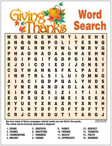 Giving Thanks Word Search Thanksgiving Kids Thanksgiving Classroom