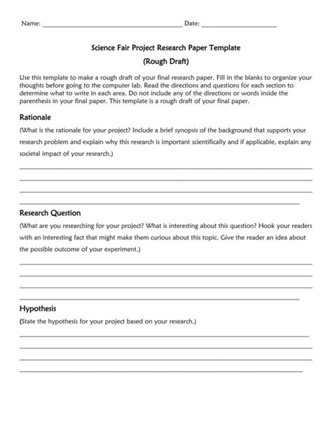 Research Paper Rough Draft Template