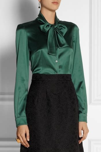 dolce and gabbana pussy bow stretch silk satin blouse