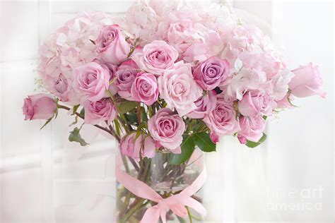 Shabby Chic Pastel Bouquet Of Pink Roses Cottage Romantic Pink Roses