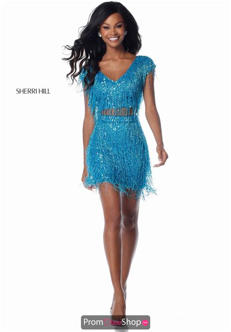 Sherri Hill Short Fitted Fringe Dress 51781 Sherri Hill Gowns