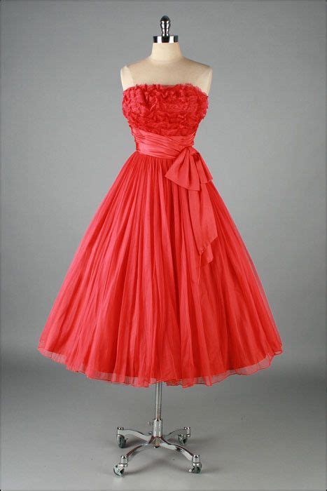 r e s e r v e d vintage 1950s dress red chiffon tiered etsy vintage 1950s dresses