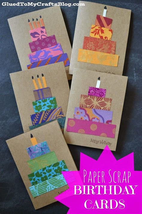 Paper Scrap Birthday Cards Craft Idea Stickyu Birthday Card Craft