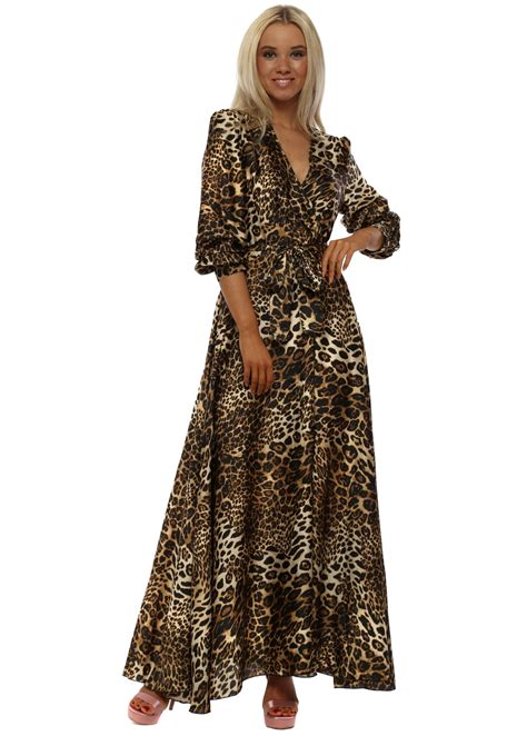 Leopard Print Wrap Maxi Dress