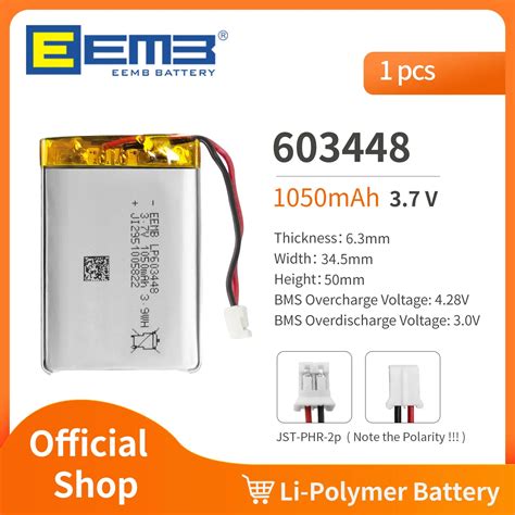 Eemb 603448 37v Battery 1050mah Rechargeable Lithium Polymer Battery