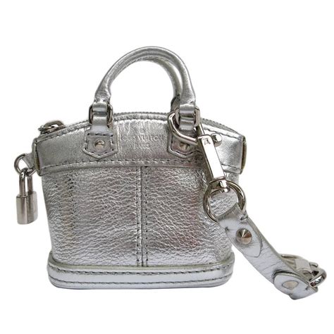 Louis Vuitton Silver Metallic Lockit Mini Handbag Keychain Bag Charm In