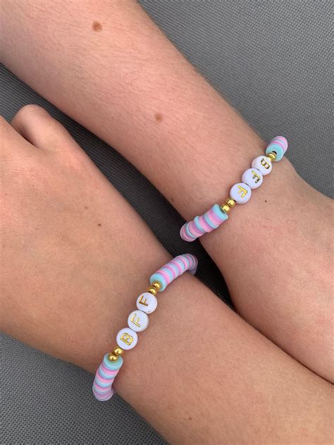 Preppy Vsco Bff Matching Personalised Clay Beaded Bracelet Etsy