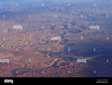 The Canyonlands National Park Aerial At The Confluence Of Green And