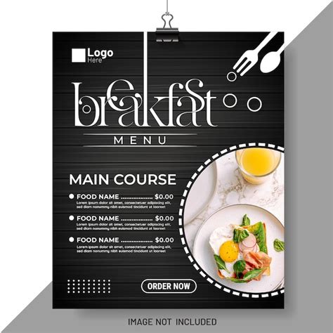 Premium Vector Breakfast Menu With Black Wood Background