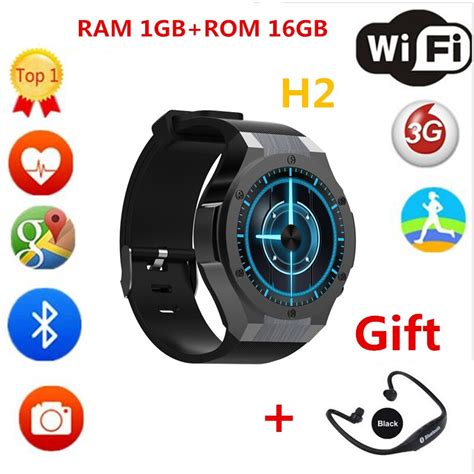 Latest Android 51 Mtk6580 1gb 16gb Smart Watch Clock H2 With 3g Gps