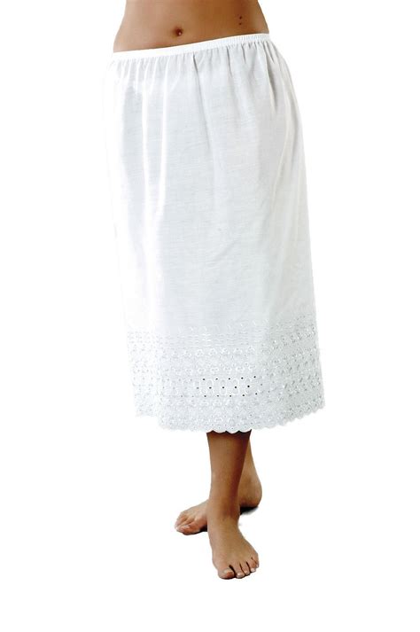 Ladies Poly Cotton Waist Half Slip Underskirt Wide Embroidered Hem Size