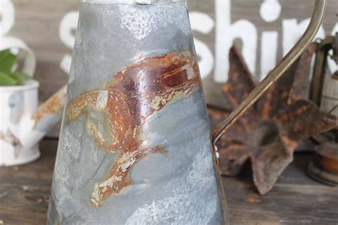 Rustic farmhouse galvanized metal pitcher | Galvanized sheet metal, Galvanized metal, Aging ...