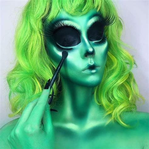 Pin By Susie Gloom On Make Up Nails Body Art Alien Halloween Makeup