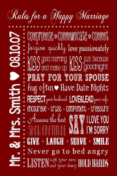Rules For A Happy Marriage Sign Printable Custom Wedding Etsy