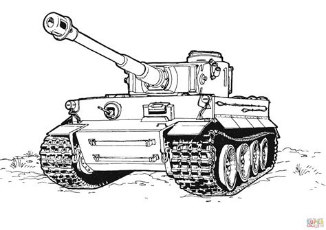 Gambar Tiger Tank Coloring Page Free Printable Pages Click Army Weapons