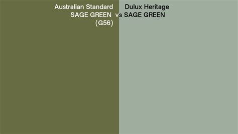 Australian Standard Sage Green G56 Vs Dulux Heritage Sage Green Side