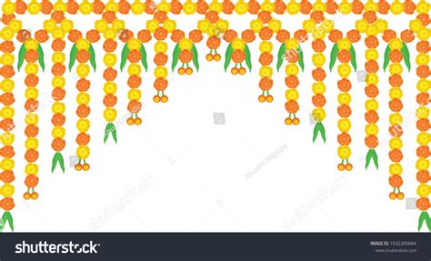 Attractive Colorful Border Decoration Made Marigold Stock Vector