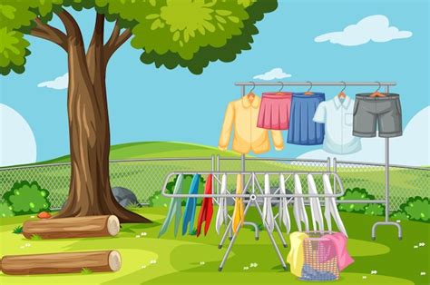 Free Vector Isolated Clothes Hanging On Clothesline On White Background