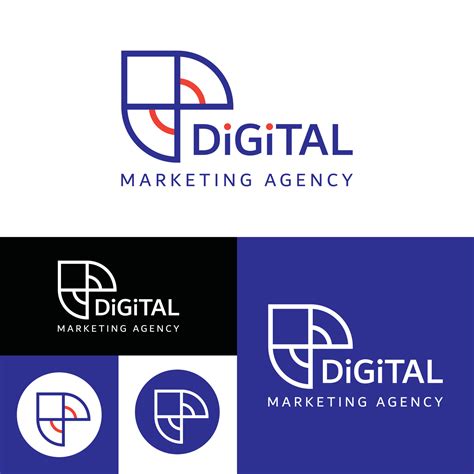 Digital Marketing Agency Vector Logoblack And Whitemodern Blue Color