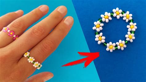 DIY How to make Beaded Flower Rings 비즈로 꽃 반지 만들기 YouTube