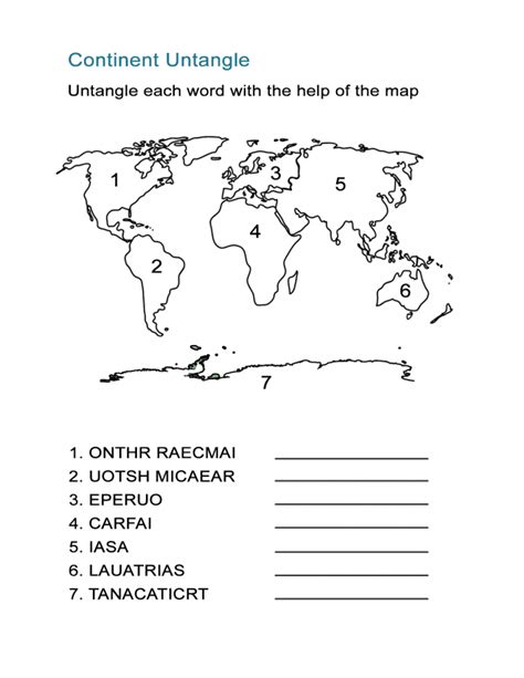 continents worksheets worksheets