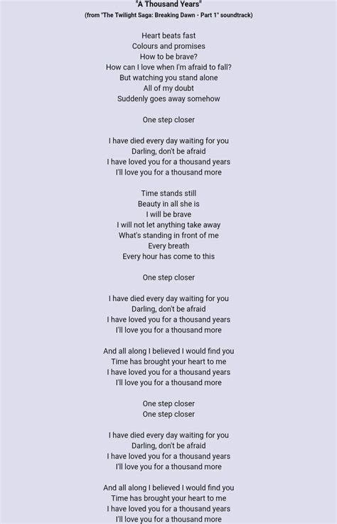 A Thousand Years Christina Perri Lyrics Elementsvol