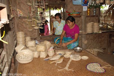 Burmese Lady Making Monywa Handicrafts