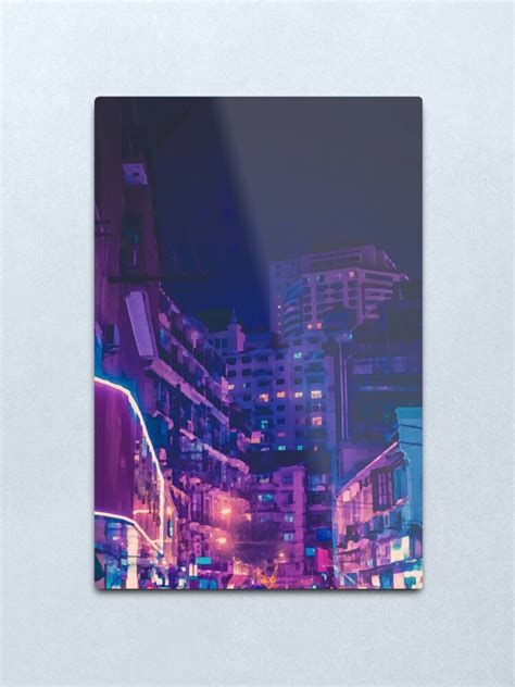 Nostalgia Neon City Lights Lofi Purple Aesthetic Metal Print For Sale