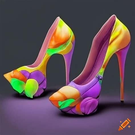 Surrealistic High Heels With Flowers In Various Colors On Craiyon