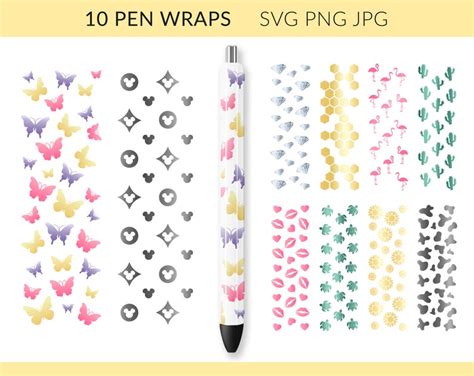 Pen Wraps SVG PNG Glitter Pen Wraps Pen Wraps Patterns Pen - Etsy