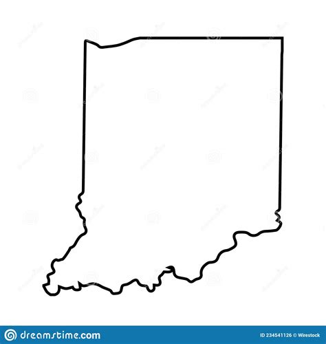 Indiana Outline Map State Shape Usa America Borders Cartoon Vector