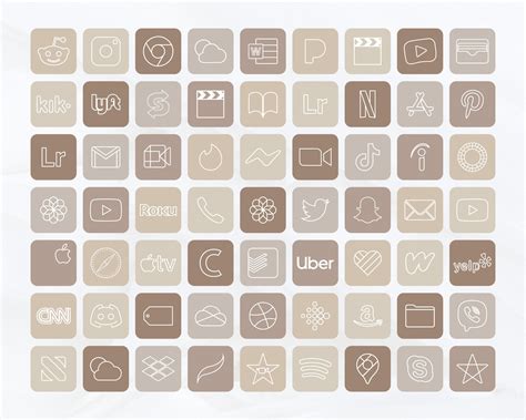 Natural Beige Ios 14 Icons Iphone Custom Icons Aesthetic Etsy