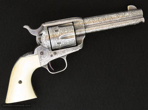 Colt 45 Single Action Army Larry Peters Engraved 4 34 Inch Silver