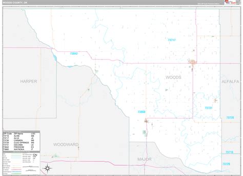 Woods County Ok Wall Map Premium Style By Marketmaps Mapsales