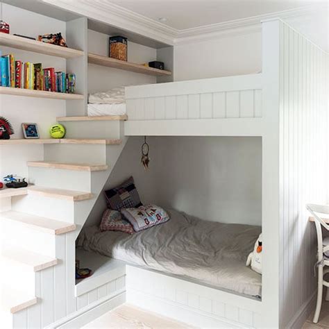 Small Childrens Room With Bunk Bed Cabin And Stairs