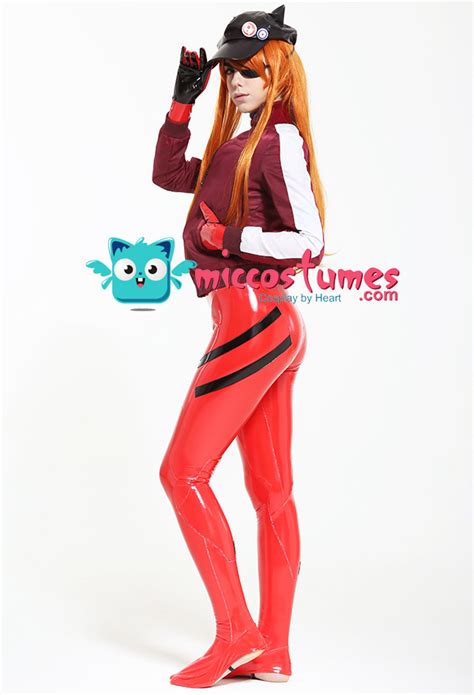 Evangelion Asuka Langley Sohryu Alter Red Jersey Cap Cosplay Bodysuit Jumpsuit With Coat And Hat