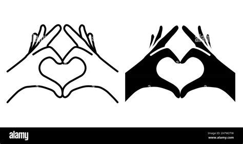 Linear Icon Human Hands Join Fingers In Shape Of Heart Gesture Of